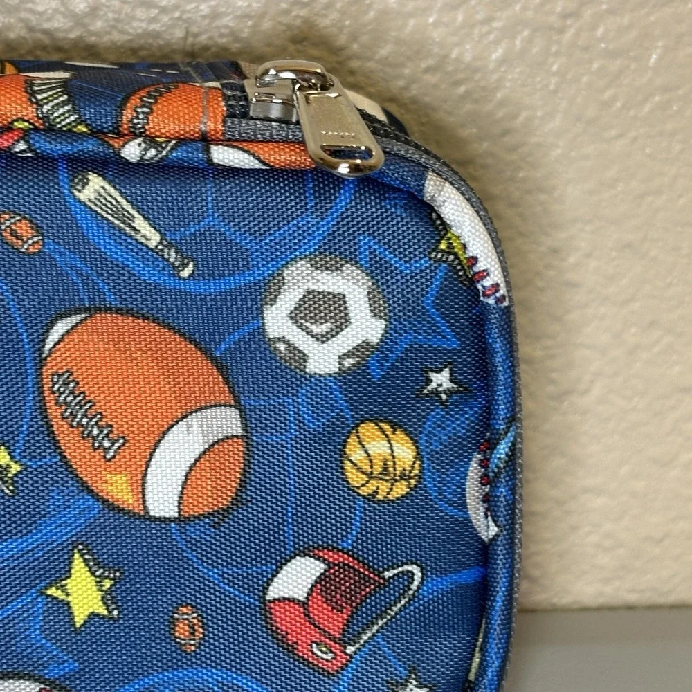 Sports Theme Pencil Case Zip Roomy by FlowFly Football Baseball Basketball Kids